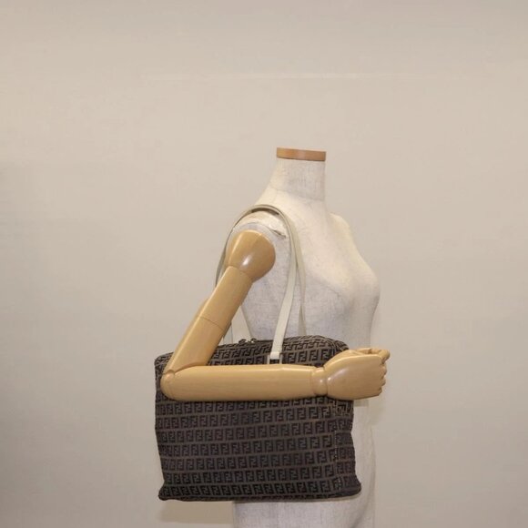 Fendi Handbags - FENDI Zucchino Canvas Tote Bag Navy Gold Auth bs30080